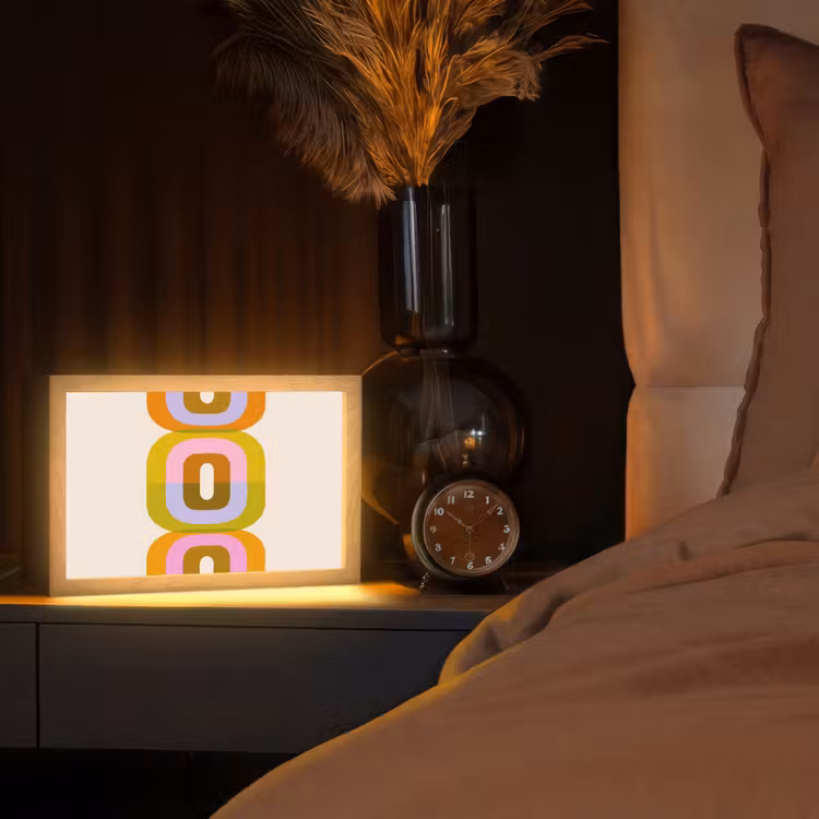 Stapel - Vormen - Geblokt - Oranje Light Box met kabel (Tafellamp) klein -sfeer1