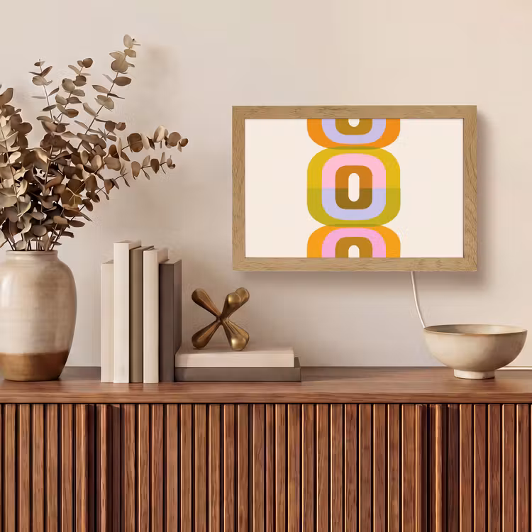 Stapel - Vormen - Geblokt - Oranje Light Box met kabel (Tafellamp) klein -sfeer2