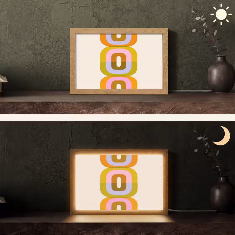 Stapel - Vormen - Geblokt - Oranje Light Box met kabel (Tafellamp) klein -sfeer3