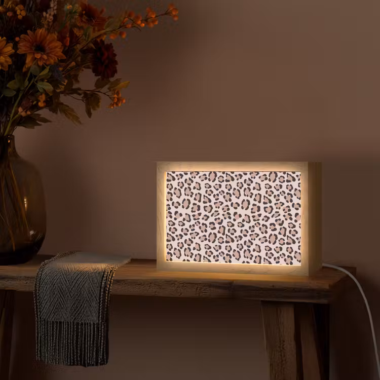 Vlekken - Beige - Luipaard Light Box met kabel (Tafellamp) klein 924 -sfeer4