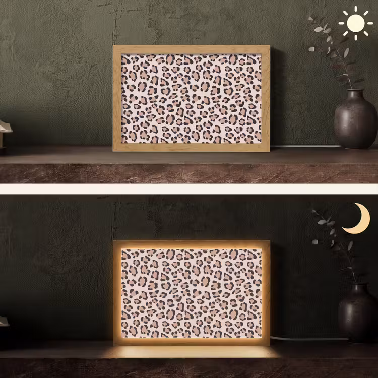 Vlekken - Beige - Luipaard Light Box met kabel (Tafellamp) klein 924 -sfeer3