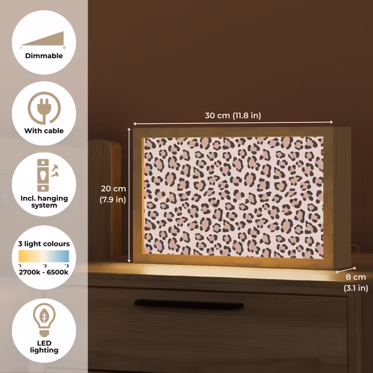 Vlekken - Beige - Luipaard Light Box met kabel (Tafellamp) klein 924 -USP_EN