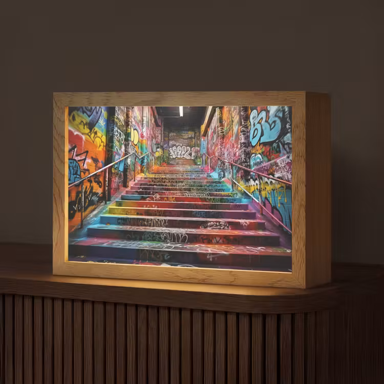 Trap - Graffiti - Kleuren - Kunst Light Box met kabel (Tafellamp) klein -z3d_website