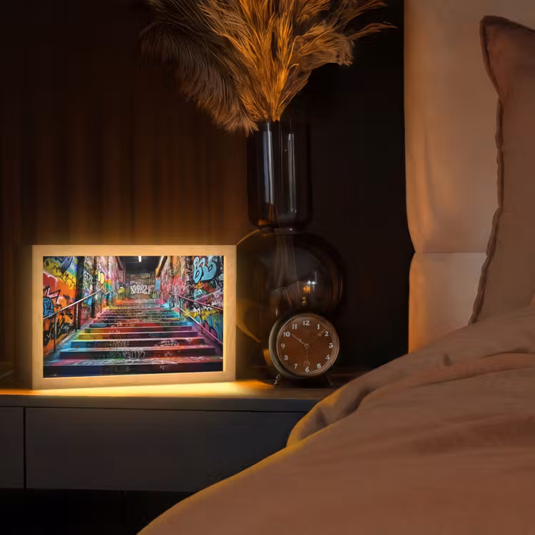 Trap - Graffiti - Kleuren - Kunst Light Box met kabel (Tafellamp) klein -sfeer1