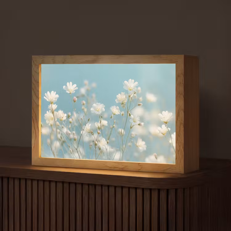 Stengels - Bloemen - Lucht - Wit Light Box met kabel (Tafellamp) klein -z3d_website
