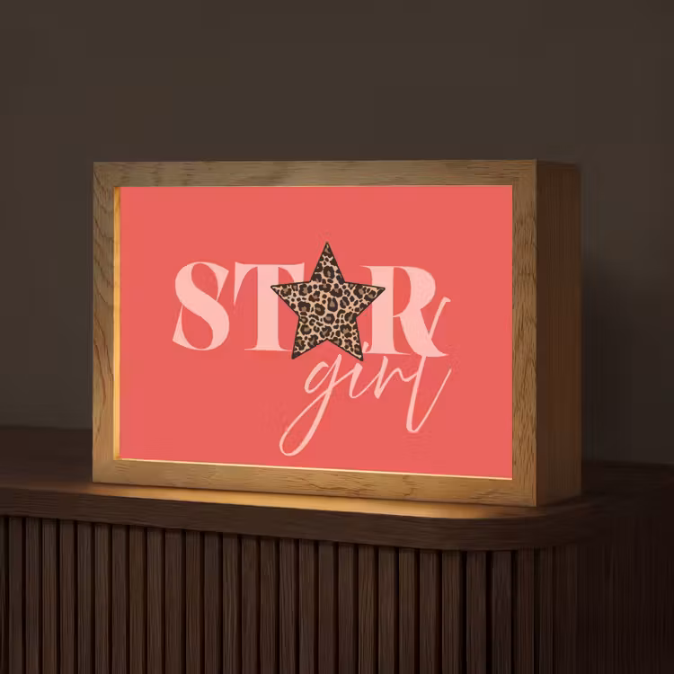 Star girl - Rood - Panter - Ster Light Box met kabel (Tafellamp) klein -z3d_website