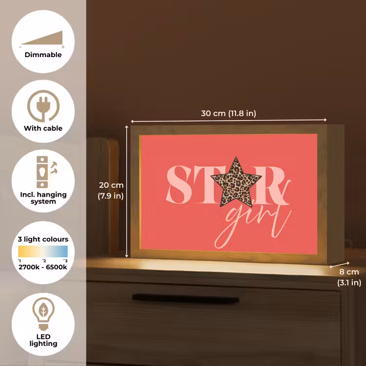 Star girl - Rood - Panter - Ster Light Box met kabel (Tafellamp) klein -USP_EN