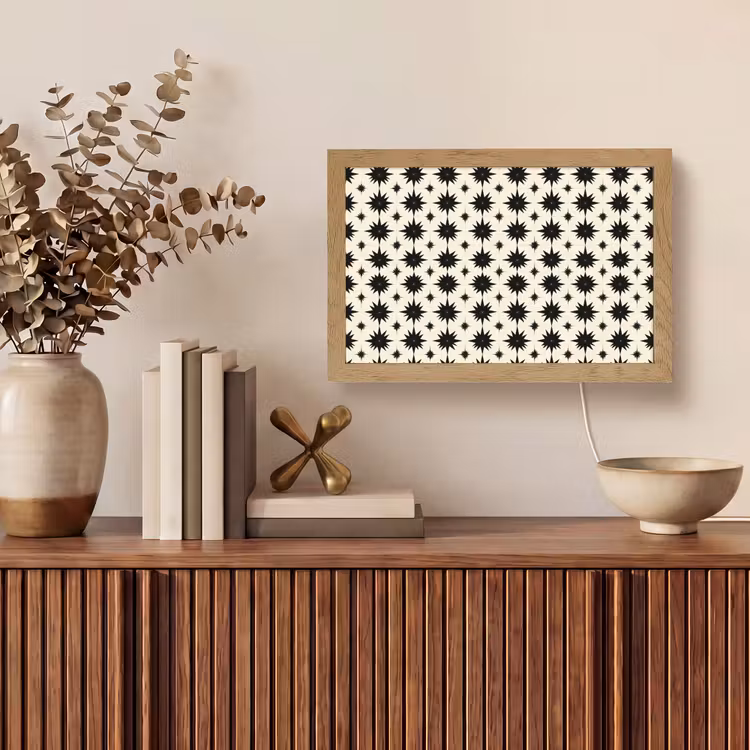 Stervormen - Geometrisch - Zwart Light Box met kabel (Tafellamp) klein 924 -sfeer2