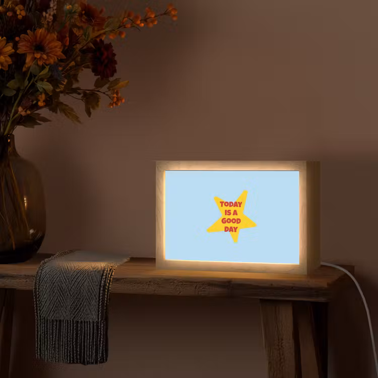 Ster - Today is a good day - Blauw Light Box met kabel (Tafellamp) klein -sfeer4