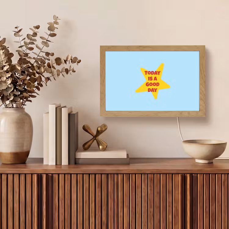 Ster - Today is a good day - Blauw Light Box met kabel (Tafellamp) klein -sfeer2