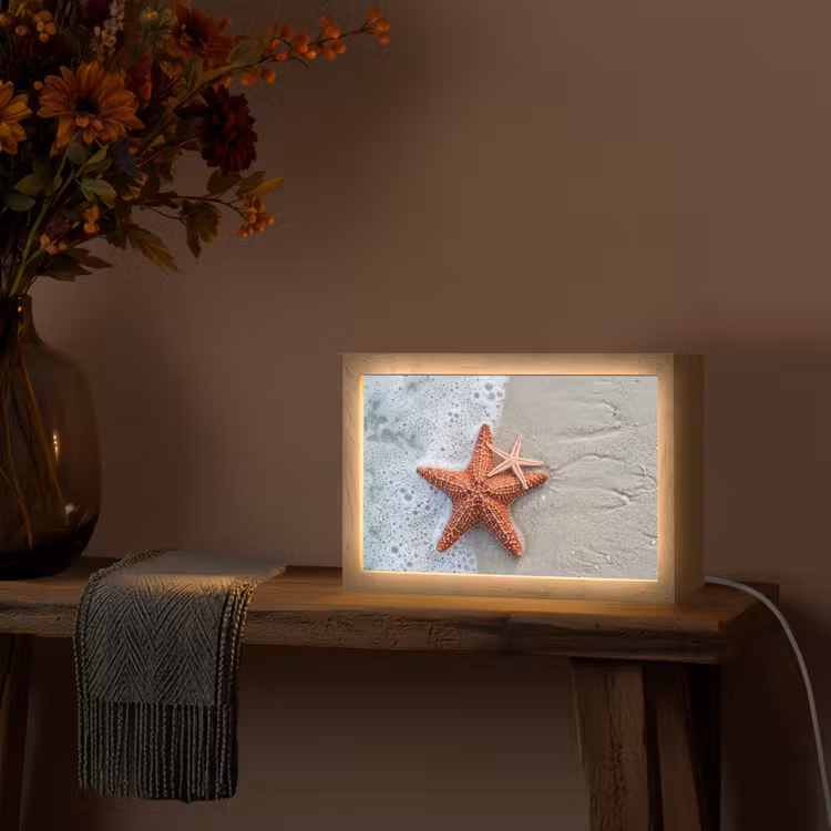 Zeester - Strand - Zee Light Box met kabel (Tafellamp) klein -sfeer4