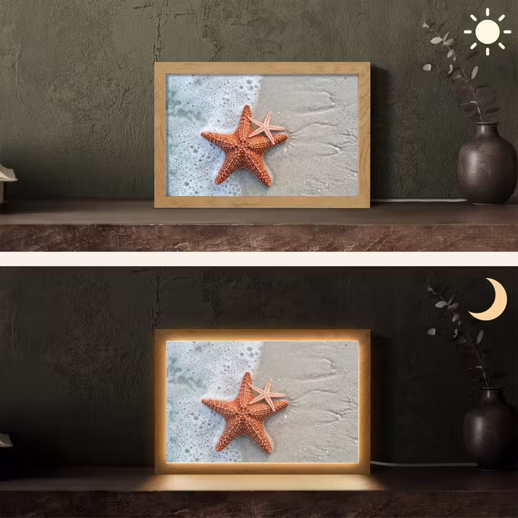 Zeester - Strand - Zee Light Box met kabel (Tafellamp) klein -sfeer3