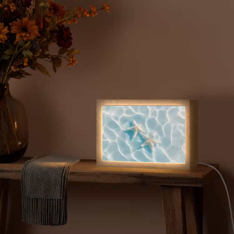 Zeesterren - Golvend water - Rustgevend Light Box met kabel (Tafellamp) klein -sfeer4