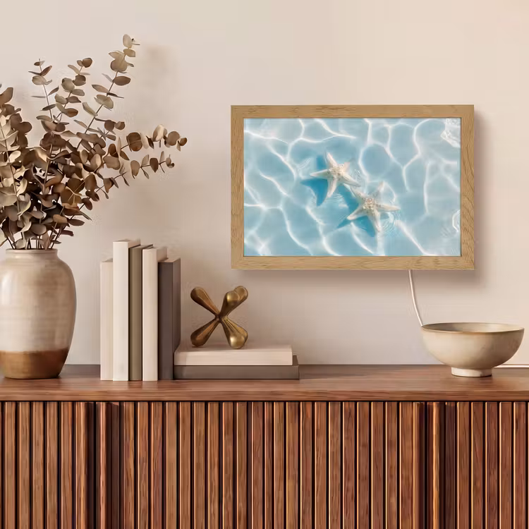 Zeesterren - Golvend water - Rustgevend Light Box met kabel (Tafellamp) klein -sfeer2