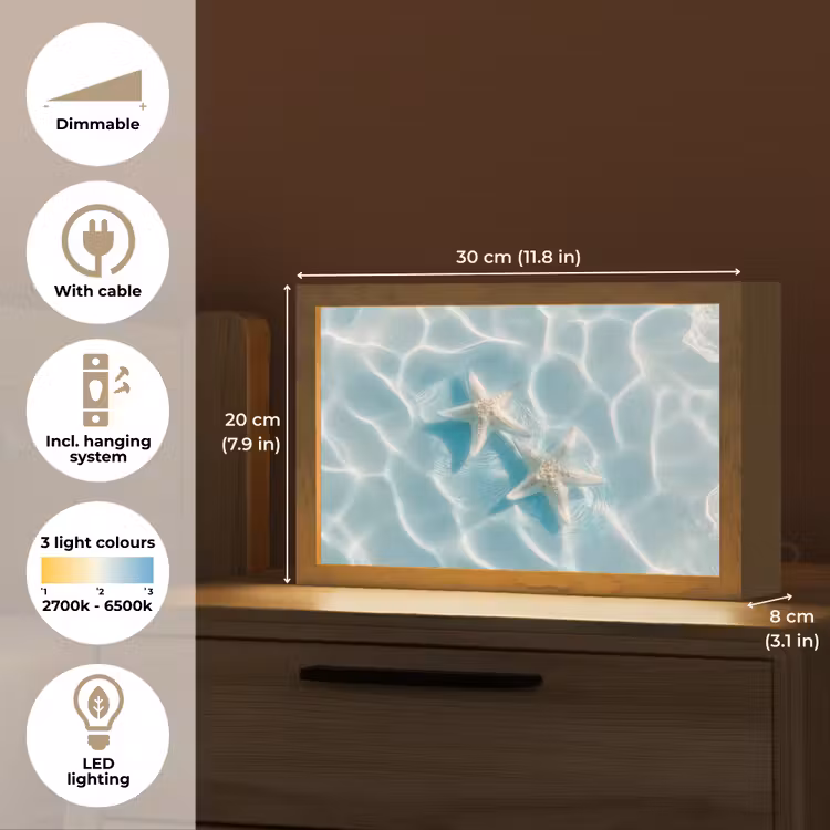 Zeesterren - Golvend water - Rustgevend Light Box met kabel (Tafellamp) klein -USP_EN