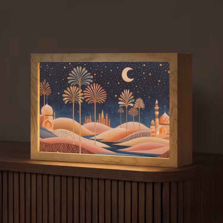 Sterrenhemel - Palmen - Rivier Light Box met kabel (Tafellamp) klein -z3d_website