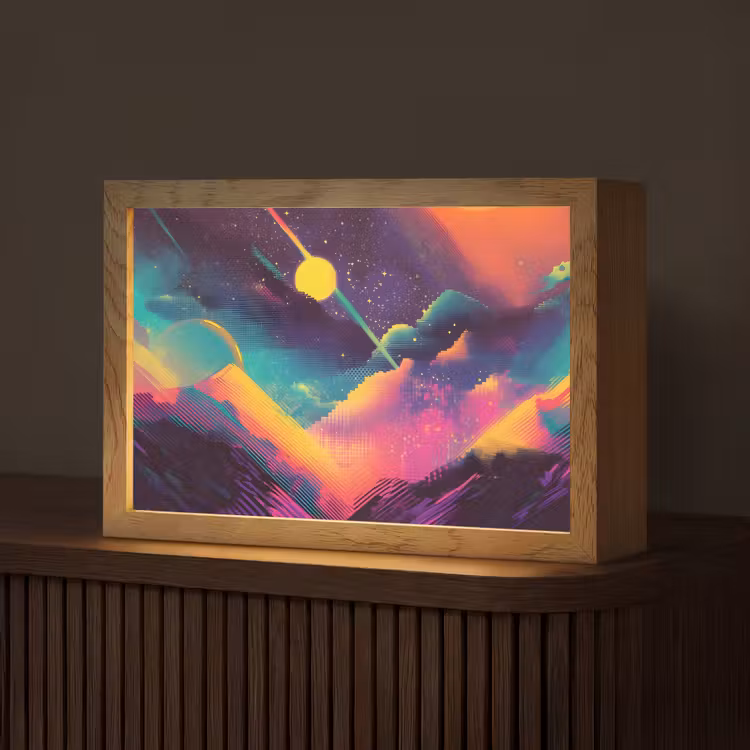 Sterren - Bergen - Kleurrijk Light Box met kabel (Tafellamp) klein -z3d_website