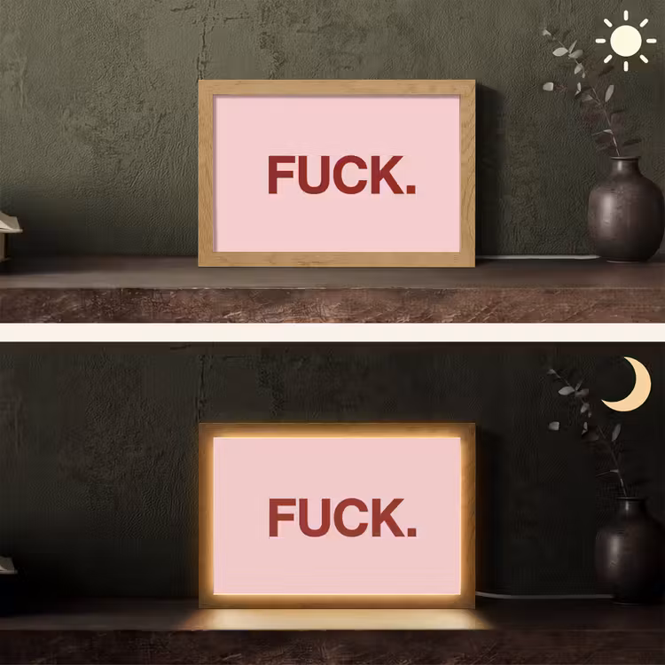 Statement - Krachtig - Roze Light Box met kabel (Tafellamp) klein -sfeer3