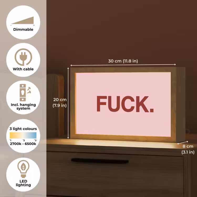 Statement - Krachtig - Roze Light Box met kabel (Tafellamp) klein -USP_EN