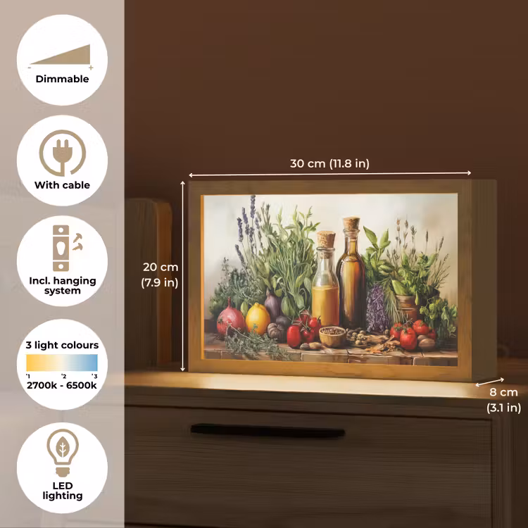 Stilleven - Kruiden - Specerijen - Fruit - Kleurrijk Light Box met kabel (Tafellamp) klein -USP_EN