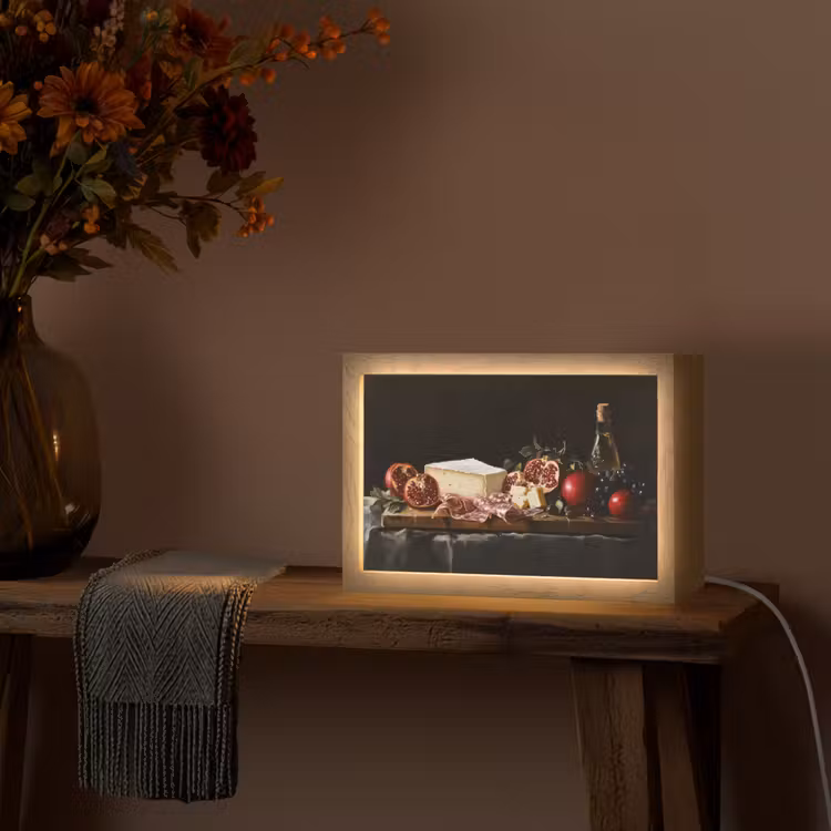 Stilleven - Vintage - Borrelplank Light Box met kabel (Tafellamp) klein -sfeer4