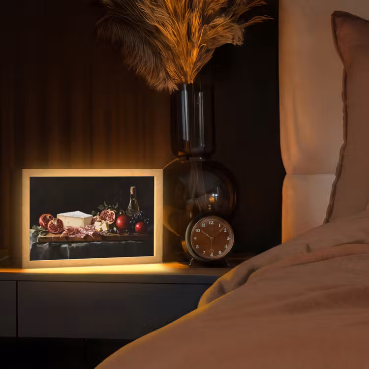 Stilleven - Vintage - Borrelplank Light Box met kabel (Tafellamp) klein -sfeer1