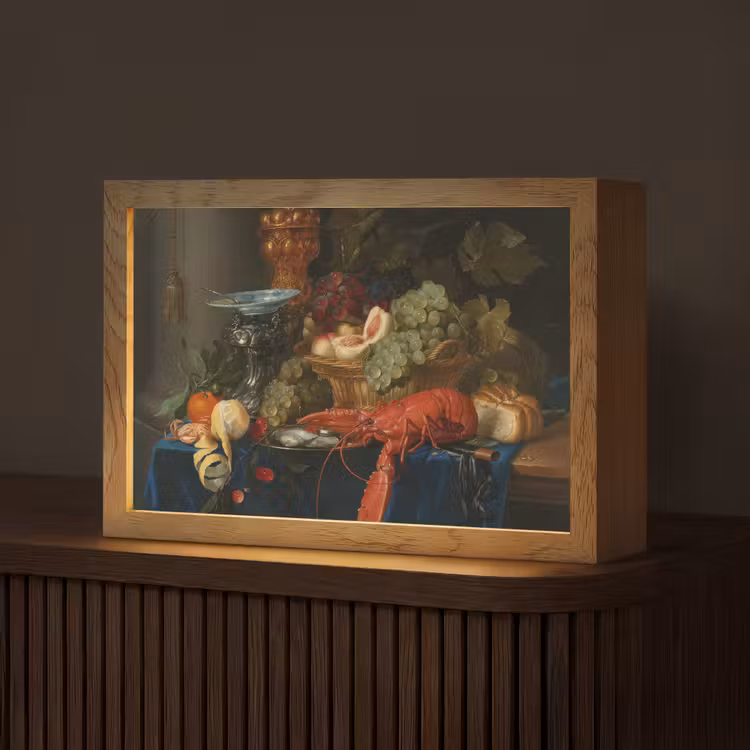 Stilleven met een gouden bokaal - Schilderij - Oude meesters Light Box met kabel (Tafellamp) klein -z3d_website