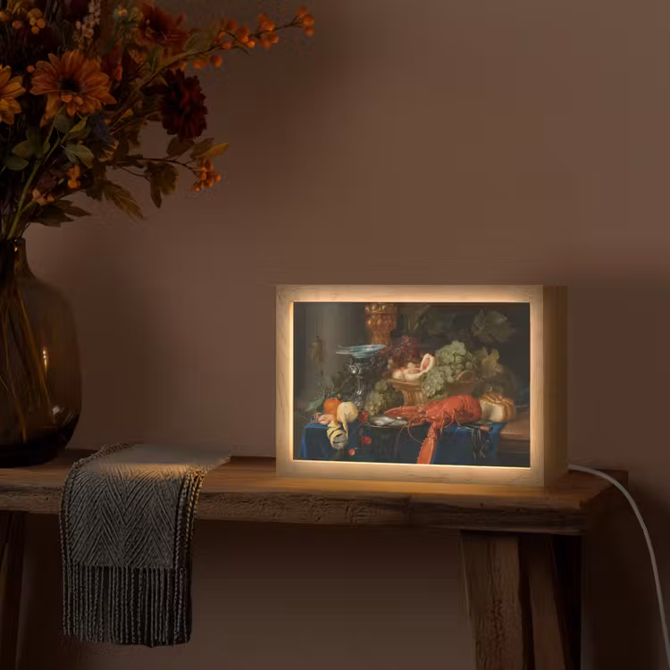 Stilleven met een gouden bokaal - Schilderij - Oude meesters Light Box met kabel (Tafellamp) klein -sfeer4