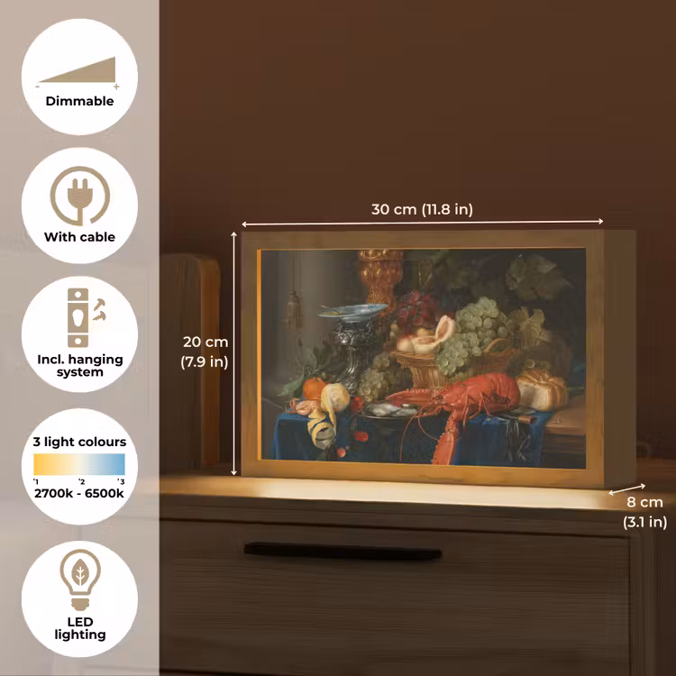 Stilleven met een gouden bokaal - Schilderij - Oude meesters Light Box met kabel (Tafellamp) klein -USP_EN