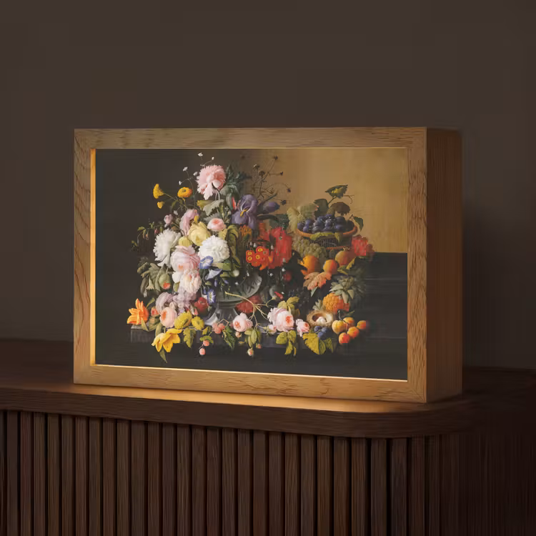 Stilleven met bloemen en fruit - Kunstwerk - Oude meesters Light Box met kabel (Tafellamp) klein -z3d_website