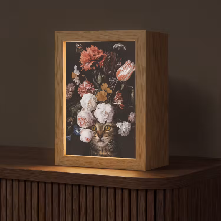 Stilleven met bloemen - Jan Davidsz de Heem - Kat Light Box met kabel (Tafellamp) klein -z3d_website