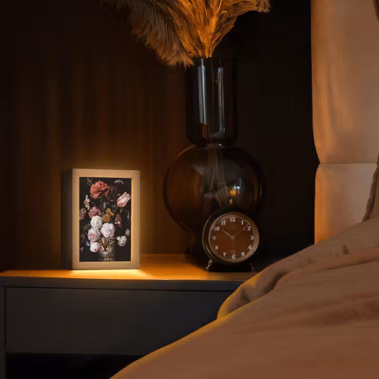 Stilleven met bloemen - Jan Davidsz de Heem - Kat Light Box met kabel (Tafellamp) klein -sfeer1
