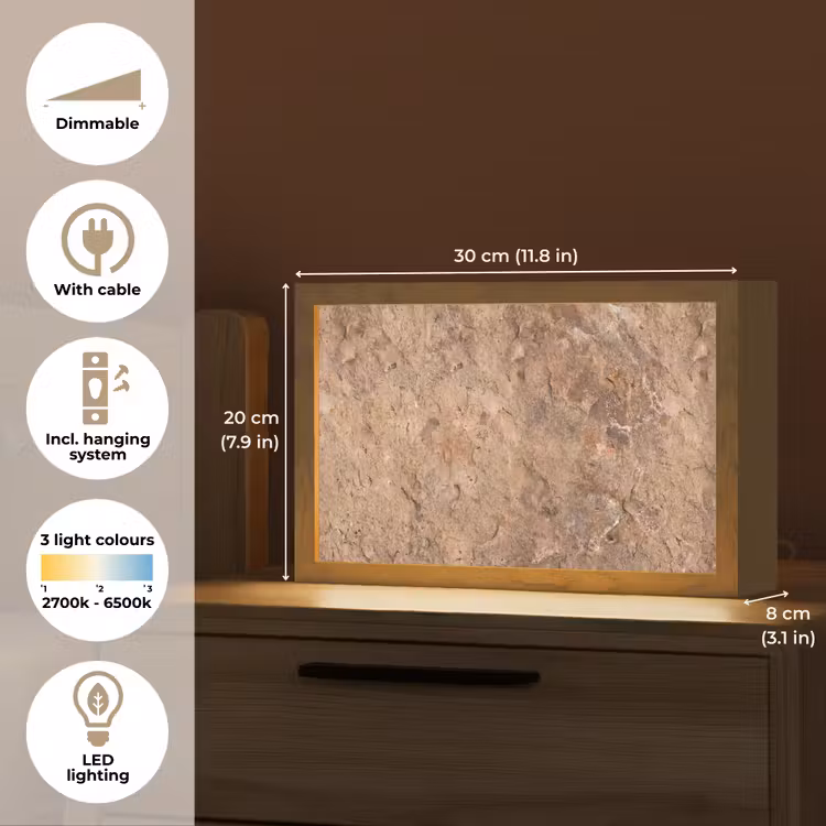 Steen - Natuur - Textuur - Abstract - Bruin Light Box met kabel (Tafellamp) klein -USP_EN
