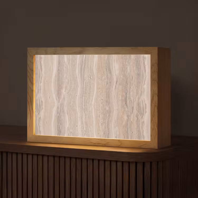 Steen - Patroon - Textuur - Natuurlijk - Beige Light Box met kabel (Tafellamp) klein -z3d_website