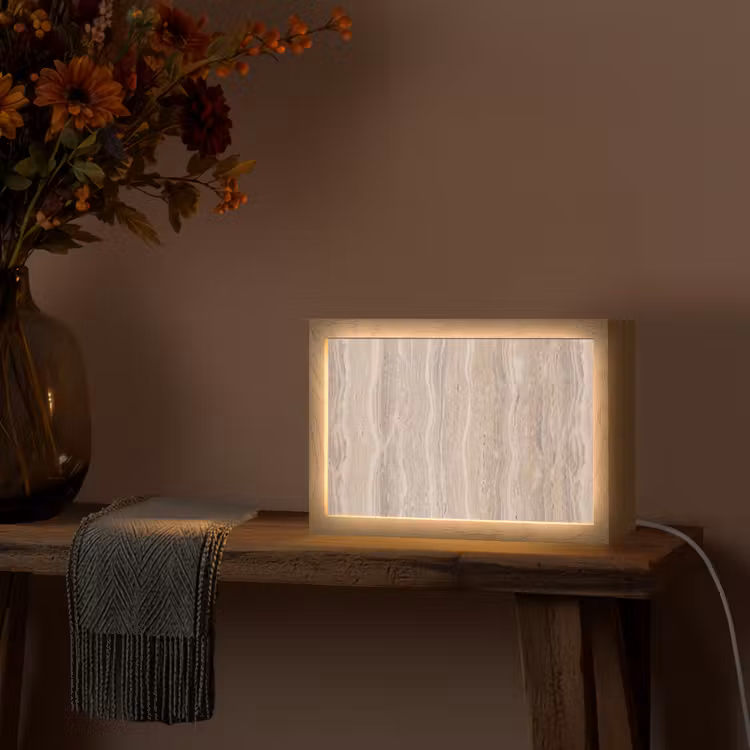 Steen - Patroon - Textuur - Natuurlijk - Beige Light Box met kabel (Tafellamp) klein -sfeer4