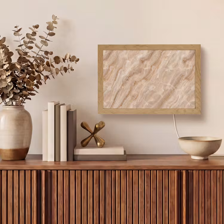 Steen - Ader - Natuur - Modern - Beige Light Box met kabel (Tafellamp) klein -sfeer2