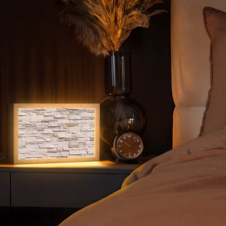 Steen - Muur - Textuur - Rustiek - Beige Light Box met kabel (Tafellamp) klein -sfeer1