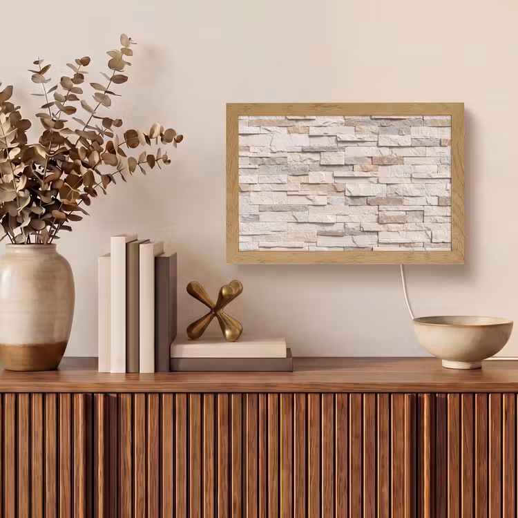 Steen - Muur - Textuur - Rustiek - Beige Light Box met kabel (Tafellamp) klein -sfeer2