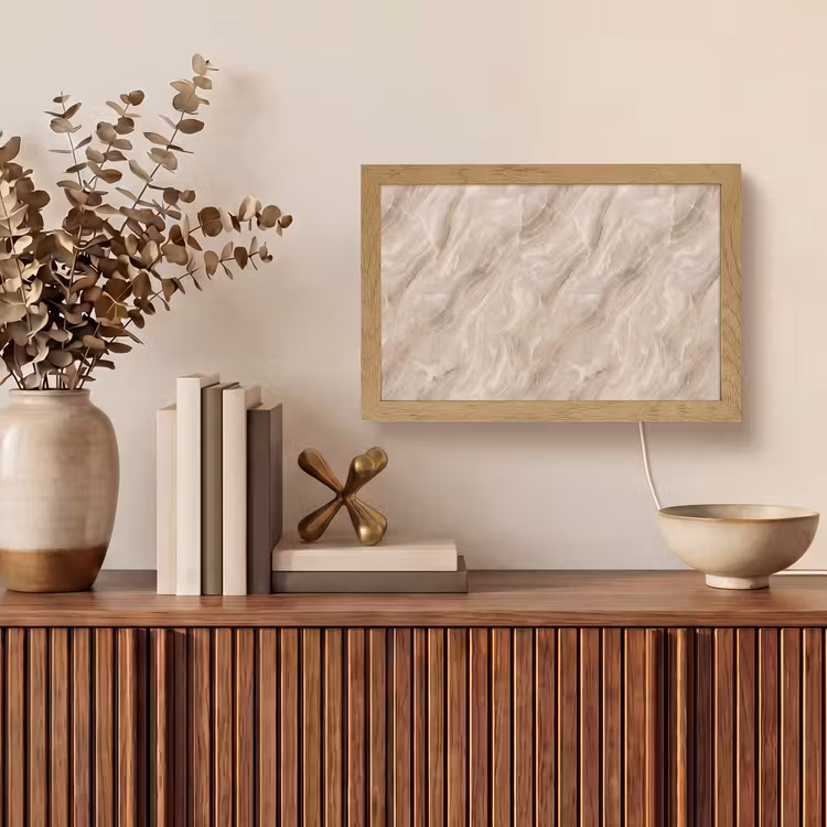 Steen - Golvend - Abstract - Beige Light Box met kabel (Tafellamp) klein -sfeer2