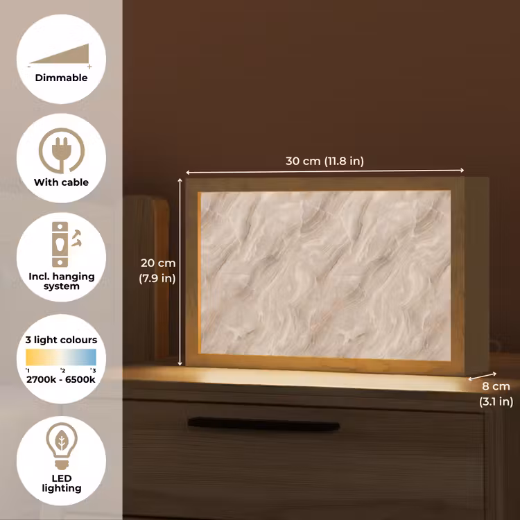 Steen - Golvend - Abstract - Beige Light Box met kabel (Tafellamp) klein -USP_EN