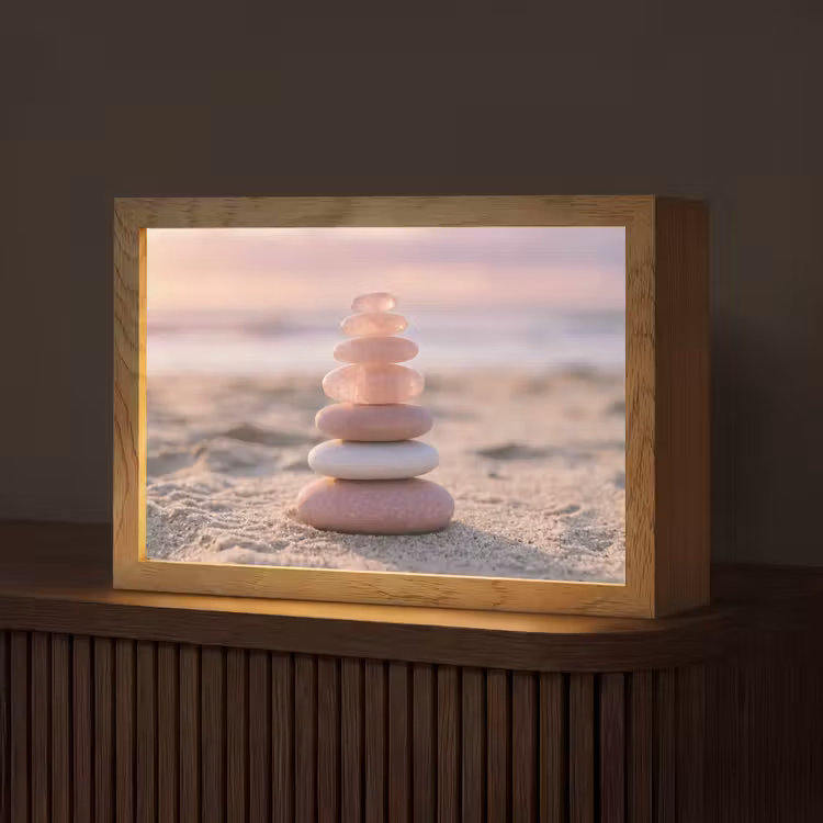 Stenen - Zand - Roze Light Box met kabel (Tafellamp) klein -z3d_website