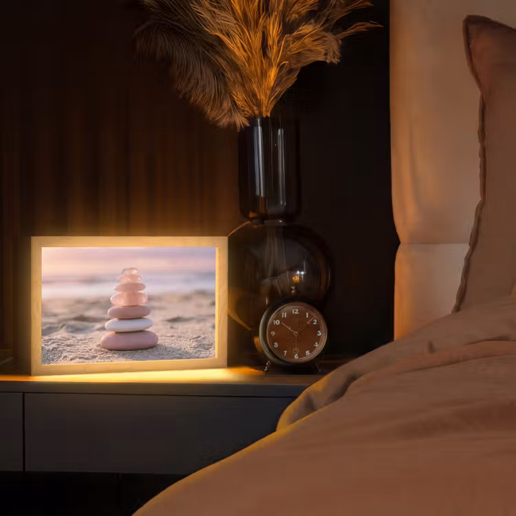 Stenen - Zand - Roze Light Box met kabel (Tafellamp) klein -sfeer1