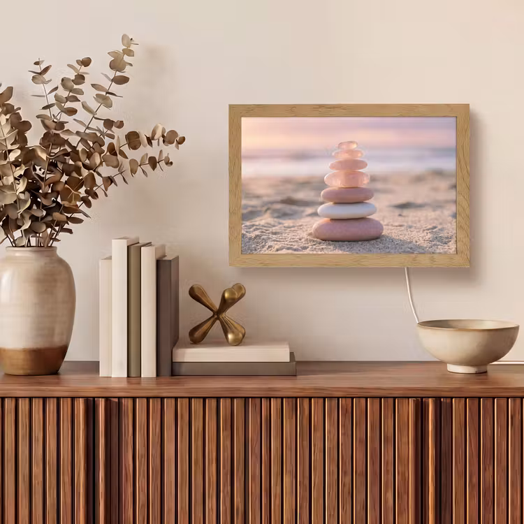 Stenen - Zand - Roze Light Box met kabel (Tafellamp) klein -sfeer2