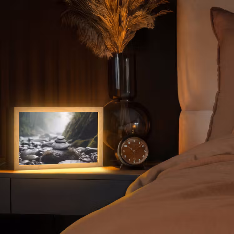 Stenen - Stapel - Natuur Light Box met kabel (Tafellamp) klein -sfeer1