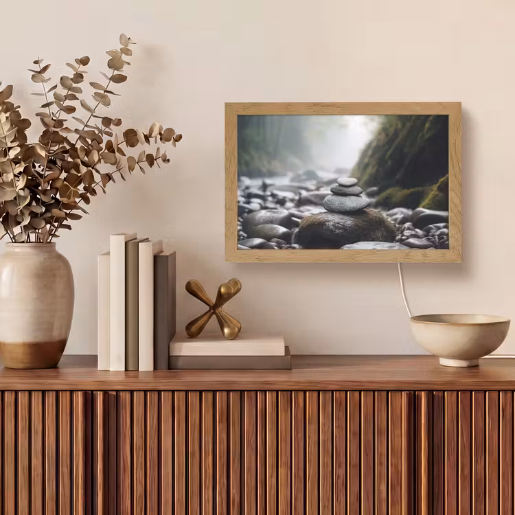 Stenen - Stapel - Natuur Light Box met kabel (Tafellamp) klein -sfeer2