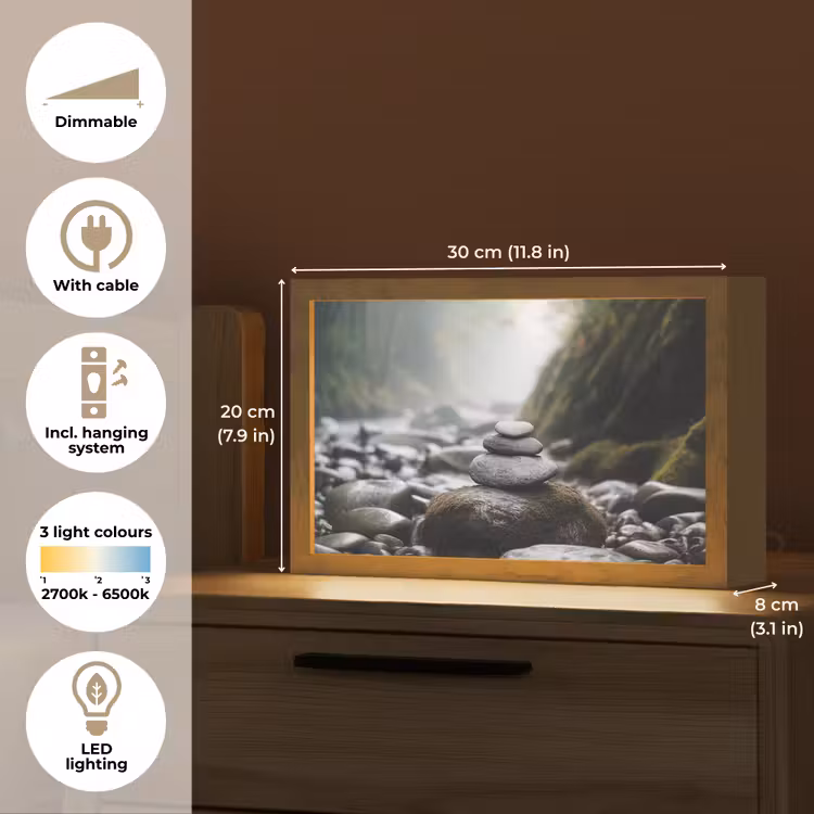 Stenen - Stapel - Natuur Light Box met kabel (Tafellamp) klein -USP_EN
