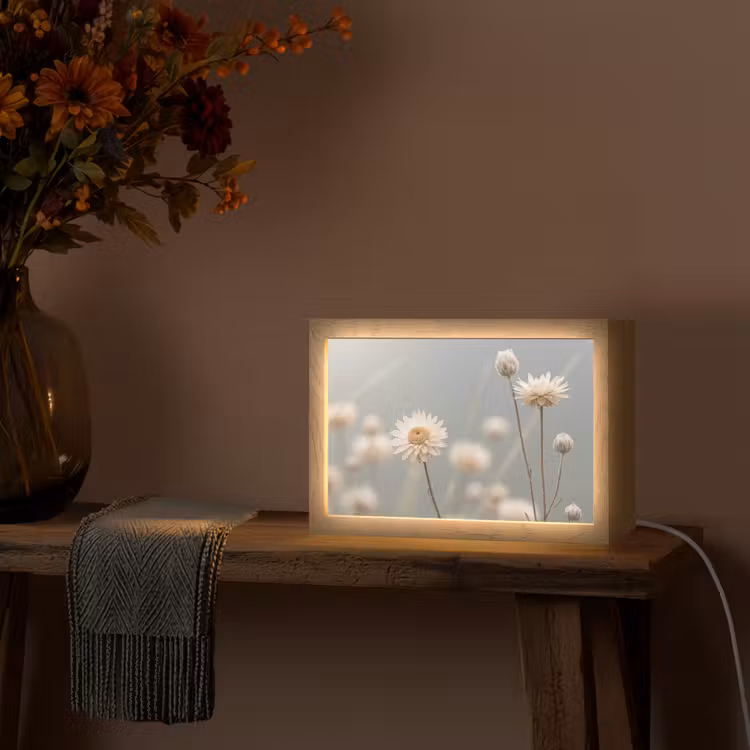 Strobloemen - Wit - Daglicht Light Box met kabel (Tafellamp) klein -sfeer4