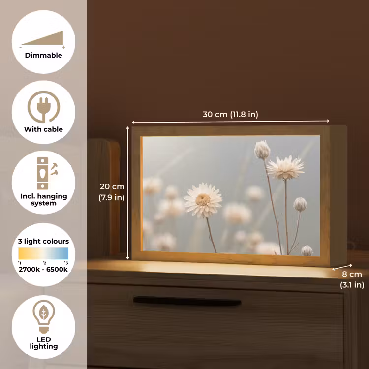 Strobloemen - Wit - Daglicht Light Box met kabel (Tafellamp) klein -USP_EN