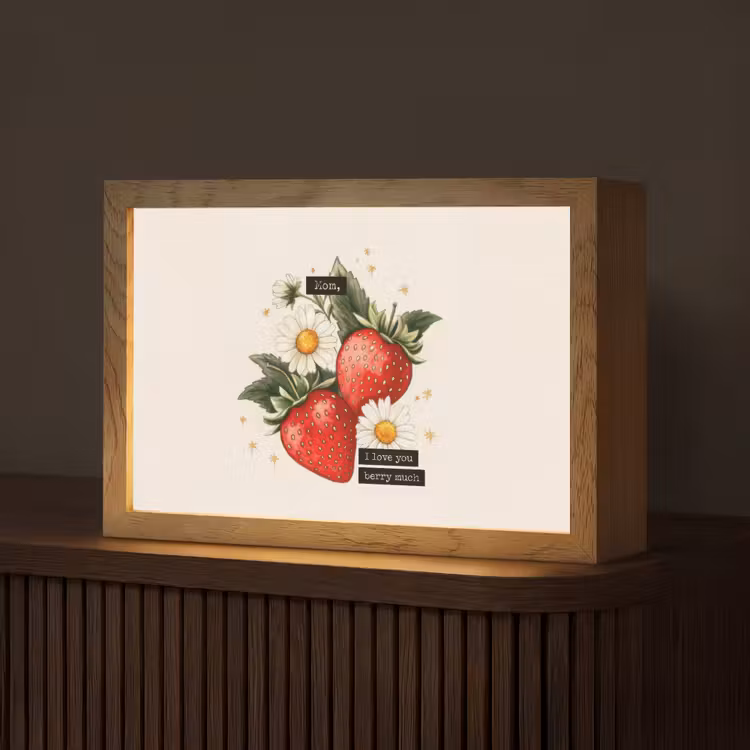 Aardbeien - Madeliefjes - Quote - Sterretjes Light Box met kabel (Tafellamp) klein -z3d_website