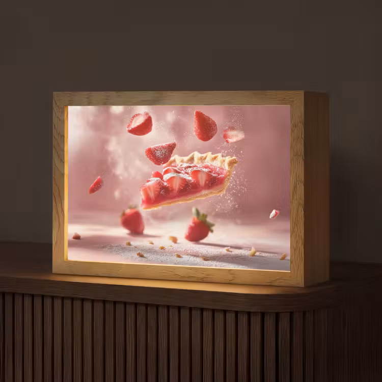 Aardbei - Taart- Eten - Roze Light Box met kabel (Tafellamp) klein -z3d_website